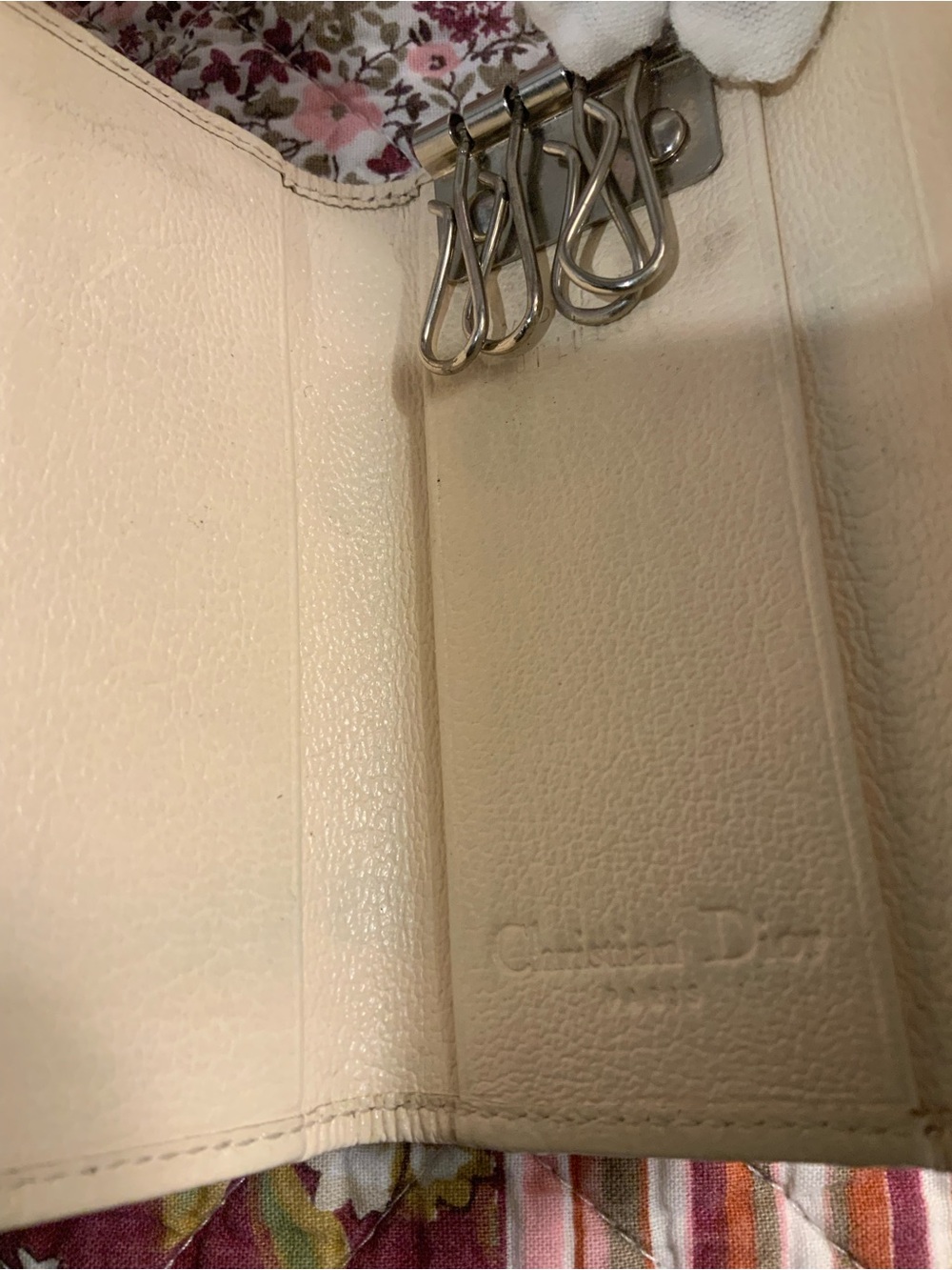 Dior Beige Monogram Canvas Wallet with Embroidered Floral Accent - Picture 9 of 12